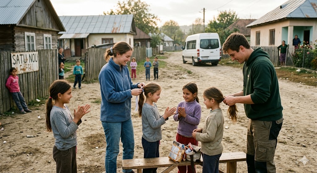 Brooke and Micah spending time with girls from the village in Satu-Nou