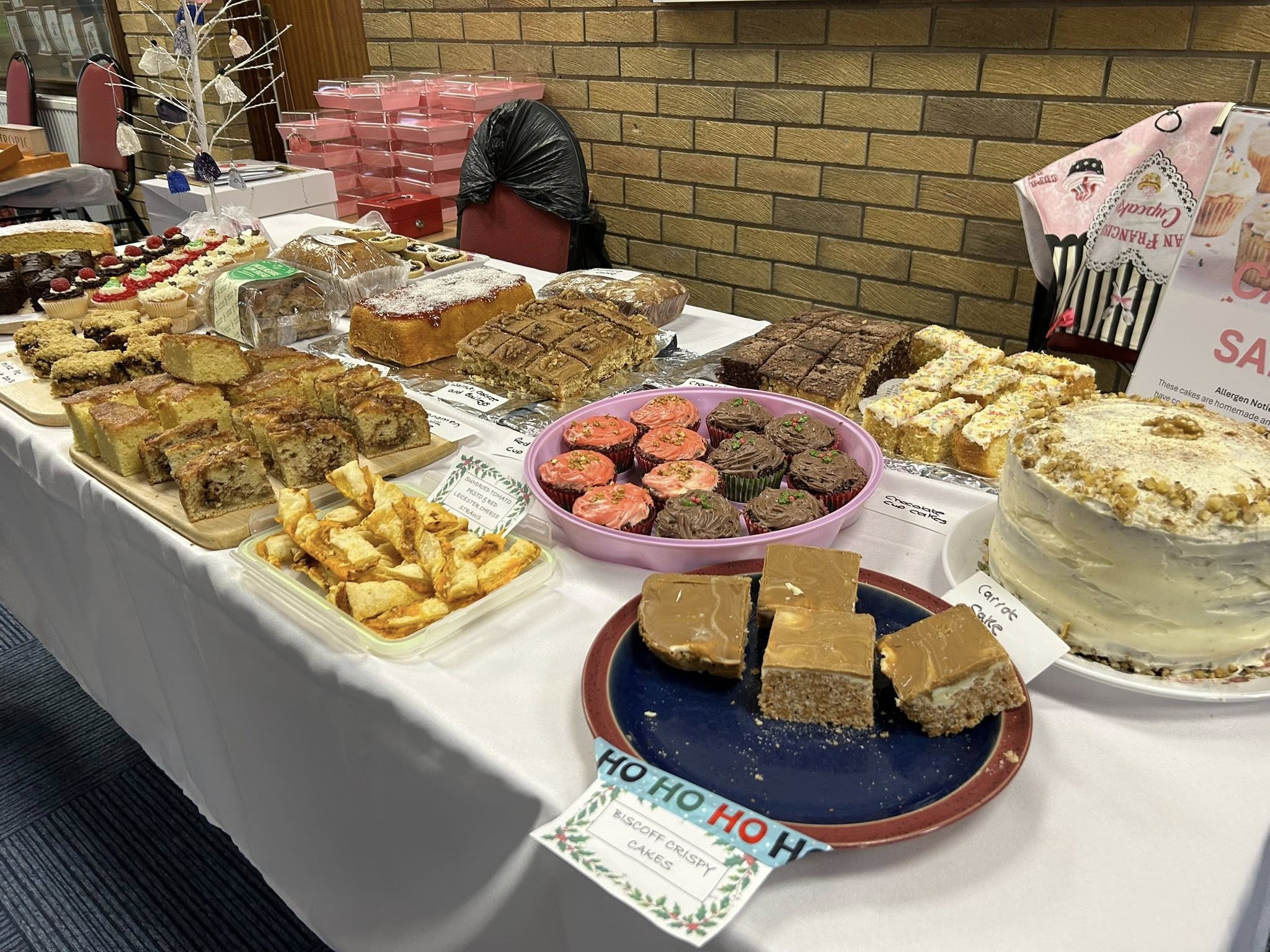 Homemade cakes and bakes at a church event